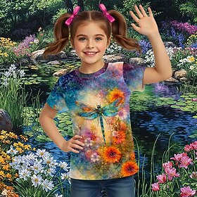 Girls' 3D Graphic Animal T shirt Tee Short Sleeve 3D Print Summer Spring Sports Fashion Streetwear Kids 5-12 Years Crew Neck Casual Daily Outdoor Regular Fit