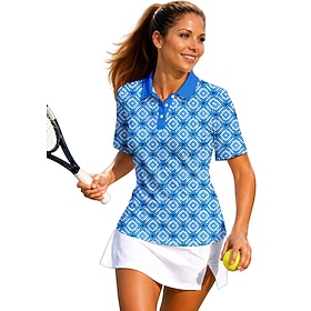 Women's Plaid Checkered Sport Shirt Golf Polo Shirt Tank Top Tennis Shirt Short Sleeve Floral Buttons UPF50 UV Resistant High Elasticity Moisture Wicking Breat