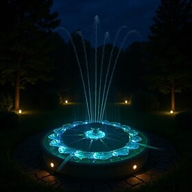 Solar Fountain Lights Outdoor Waterproof, RGB Color Changing Floating Fountain Light for Pool Pond Bird Bath Aquarium Fish Tank, Solar Powered Mini Water Fount