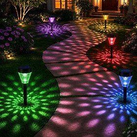 2/6pcs Solar Garden Pathway Lights Outdoor LED Lawn Lamp RGB Warm White Color for Garden Decor Landscape Lighting