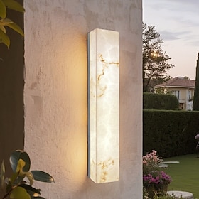 Long Linear Wall Lamp Outdoor Marble Wall Light Wall Mounted Lamp LED Wall Sconces Black Bathroom Vanity Wall Light Fixture for Garden, Patio, Street