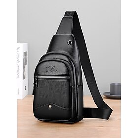 Men's Faux Leather Sling Bag - Vintage Crossbody Chest Pack with Multi-Pockets  Large Capacity, Adjustable Strap for Business Commute, Travel  Daily Casual Wea