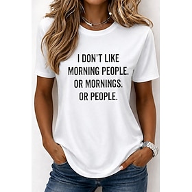Women's T Shirt Print Graphic Letter Stylish Classic Casual Short Sleeve Crew Neck Round Neck Regular Tops Casual Daily Weekend White White 2 White 3 Summer Sp