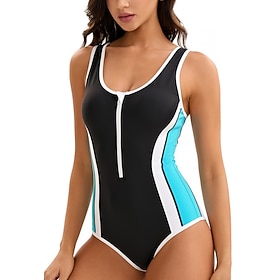 Per donna Standard Costume da Bagno Rash Guard Costume da bagno Costumi da bagno sportivi Geometrico Patchwork Gamba corta Protezione Solare UV Asciugatura Rap