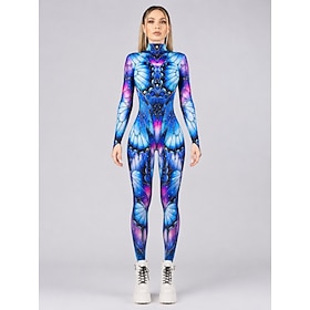 Body Costume tutina Stampa Tuta Intera Per donna Rave Grafico Farfalla Costume per Festival Musicale Feste Discoteca Halloween Carnevale Bambini Adult