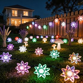 50/100 LED Solar Lotus String Lights 7/10m Outdoor Waterproof Garden Balcony Fence Holiday Yard Wedding Party Christmas Decoration