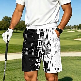 Men's Letter  Number Abstract Art Bermuda Shorts Casual Shorts Golf Shorts Mid Waist Business Casual Work Golf Beach Vacation Wear Flat Front Shorts with 4 Poc