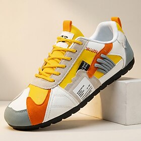 Men's Colorblock Low Top Sneakers, Lace-Up Casual Walking Shoes, Retro Sport St…