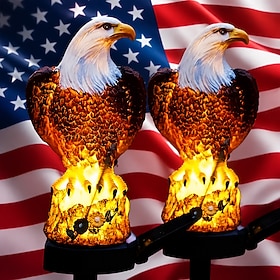 U.S. 250th Anniversary 4th of July Outdoor Solar Waterproof Eagle Garden Stake Lights, 2 Pcs, Yard, Lawn, Pathway, Patio, Lawn Decor, Holiday Party Landscape L