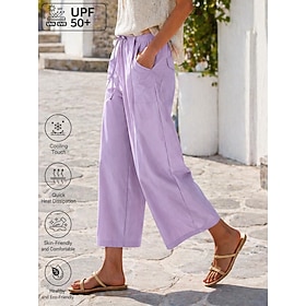 Per donna Raffreddamento Asciugatura rapida Gamba larga Chinos Vacanza Moda Canotta sportiva Lunghezza alla caviglia Vita Alta Patchwork Tasca Comodit