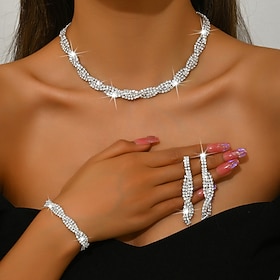 Jewelry Set Three-piece Suit Chrome Necklace Women's Elegant Fashion Round Jewelry Set For Party