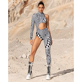 Body Costume tutina Stampa Con ritagli Per donna Rave Grafico Astratto Costume per Festival Musicale Feste Discoteca Halloween Carnevale Adulti