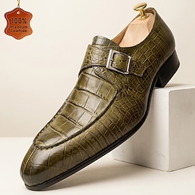 Per uomo Moda Ufficio Matrimonio Pelle Pelle Pieno Fiore Italiana Confortevole Antiscivolo Fibbia Verde Chiaro Primavera Autunno Tutte le stagioni