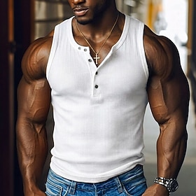 Per uomo Canotta Canottiera Maglietta senza maniche Senza Maniche Girocollo Henley Estate Blocco di colori Striscia di Fossa Moda Designer Muscolo Pur