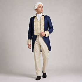 Set Retrò Vintage 18° Secolo Pantaloni Gilet Abbigliamento esterno con accessori Lunghe George Washington Alexander Hamilton Costume Per uomo Hallowee