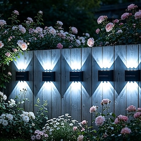 4/8PCS Outdoor 6LED Solar Wall Lights Waterproof Garden Light for Decor Lighting of Courtyard Villa Fencing Balcony and Porch Solar Wall Wash Lamp Warm/White L