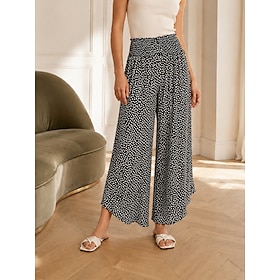 Per donna Gamba larga Chinos Attivo Moda Lunghezza intera Vita Alta A Pois Tasca Fascia Elastica Stampato Comodo Morbido Confortevole Inelastico All'a