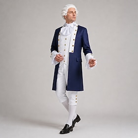Set Retrò Vintage 18° Secolo Cappotto Pantaloni Gilet Lunghe George Washington Alexander Hamilton Costume Per uomo Halloween Carnevale Performance Adu