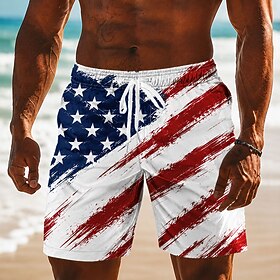 4 luglio 2026 250° Per uomo Bandiera Americana Costumi da bagno Costumi da bagno Pantaloncini da bagno Pantaloncini da Surf Misura del girovita medio 