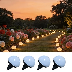4/8/12PCS Solar Underground Lights 8LED Round Outdoor Garden Lamps Smart Intelligent Light Control Solar Pathway Lights Solar Landscape Garden Lights for Park