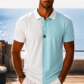 Per uomo Blocco di colori Polo Hawaiane Manica Corta Magliette polo Bavero Casual Resort Athleisure Stampa 3D Bottoni Tessuto retato traspirante Prima