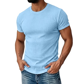 Per uomo Maglietta Maglietta a Maglia a Coste Maniche Corte Girocollo Estate Semplice Striscia di Fossa Moda Designer Essenziale Puro Casuale Vacanza 