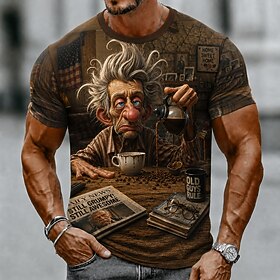 Men's Old Man T Shirt Short Sleeve T shirt 3D Print Crew Neck Shirt Funny Casual Daily Street Brown Green Brown 2 Summer Spring Clothing Apparel S M L XL 2XL 3
