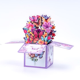 3D Butterfly Pop Up Card, Large Flower Greeting Card in a Box, Handmade Gift for Women, Mom, Grandma, Wife – Perfect for Mother’s Day, Birthday, Anniversary, G