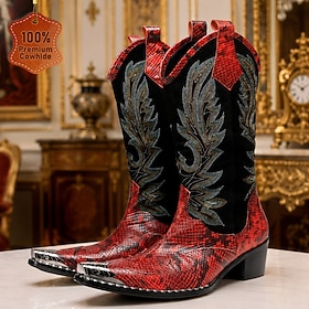 Step Back in Style: Timeless Men’s Vintage Red Cowboy Boots
