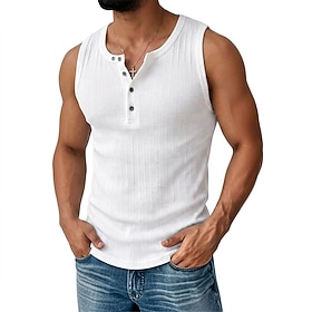Per uomo Canotta Canottiera Maglietta senza maniche Senza Maniche Girocollo Henley Estate Blocco di colori Striscia di Fossa Moda Designer Muscolo Bot