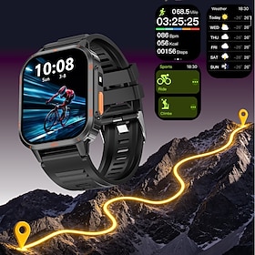 Orologio intelligente robusto di tipo militare per uomo, con chiamate Bluetooth, ampio schermo da 1,83, monitoraggio della frequenza cardiaca e del so