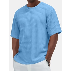 Per uomo Maglietta Maglietta a Maglia a Coste Maniche Corte Girocollo Estate Semplice Testurizzato Striscia di Fossa Moda Designer Essenziale Jacquard