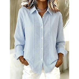 Women's Shirt Blouse Buttons Graphic Geometric Stylish Classic Modern Long Sleeve Shirt Collar Regular Tops Casual Daily Holiday Blue Purple Grey Summer Spring
