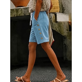 Per donna Jeans Chinos Shorts Pantaloncini Burmuda Moda Lunghezza al polpaccio Vita Alta Classico Comodità Elasticizzato Vacanza Formale Blu Nero Verd
