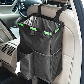 Cestino per auto, cestino per auto da 3,5 galloni, sacco per rifiuti pieghevole da appendere con tasche portaoggetti, cestino per auto di alta qualità