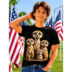 Ragazzi 3D Grafico Animale Maglietta 3D Manica Corta Stampa 3D Estate Primavera Esagerato Designer Bambini 4-12 Anni Casuale Feste Vestibilità regolar