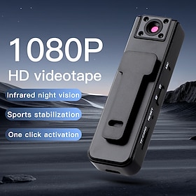 Videocamera indossabile HD 1080p con visione notturna a infrarossi, mini videocamera di sicurezza a clip per casa, ufficio e attività all'aperto, vide