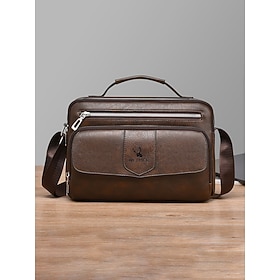 Borsa a tracolla da uomo, borsa a spalla in similpelle, tracolla regolabile, scomparti multipli, grande capacità, disponibile nei colori nero, marrone