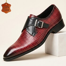 Elegant Burgundy Monk Strap Dress Shoes