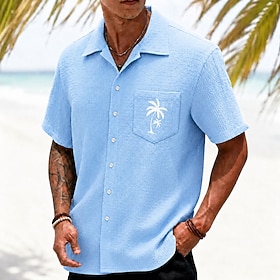Per uomo Palma di Cocco Piante Tropicali Camicie hawaiane Camicia stropicciata Camicie tropicali Manica Corta Hawaiano Quotidiano Vacanza al Mare Esta