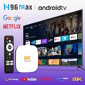 h96 max Android 14 TV box 8K Ultra HD lettore multimediale intelligente per streaming, telecomando vocale Google Assistant, supporto Netflix, YouTube,