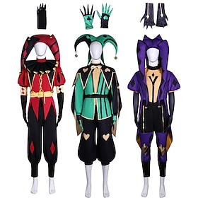 Circo dell'orrore Clown Giullare Costume di fantasia Cosplay Costumi dei videogiochifor Adulti Per uomo Halloween Carnevale Performance Con il fumetto