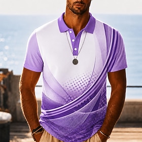 Per uomo Astratto Geometrico Polo Hawaiane Manica Corta Magliette polo Bavero Casual Resort Athleisure Stampa 3D Bottoni Tessuto retato traspirante Pr