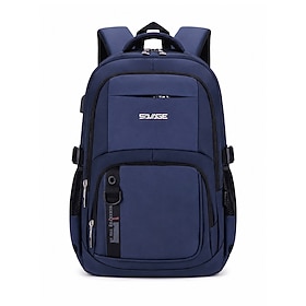 Zaino per studenti, zaino per laptop di grande capacità per uomo, borsa scolastica impermeabile in poliestere con porta di ricarica USB, organizer mul