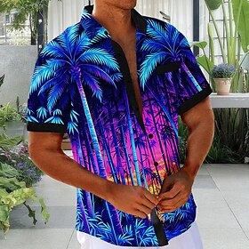 Men's Coconut Tree Tropical Plants Summer Hawaiian Shirt Tropical Shirts Aloha Shirt Short Sleeve Hawaiian Holiday Beach Vacation Wear Summer Turndown 3D Print