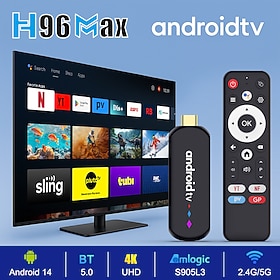 H96 Max, chiavetta TV Android 14, lettore multimediale in streaming 4K Ultra HD, chip Amlogic S905L3, Wi-Fi dual band 2.4G/5G, Bluetooth 5.0, dongle p