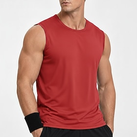 Men's Racer Back Tank Top Sleeveless Crew Neck Summer Plain Sports Soak Off Loose Casual Sports White Red Royal Blue Top Tee for Men