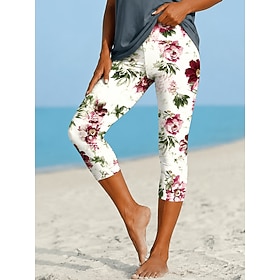 Per donna Pantaloni capri Chinos Leggings Vacanza Moda Streetwear Capri Vita Alta Floreale Grafico Stampato Comodità Morbido Confortevole Elasticizzat