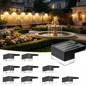 10PCS Solar Deck Lights Outdoor Waterproof Step Lights for Garden Patio Staircase Wall Balcony Yard Landscape Decoration