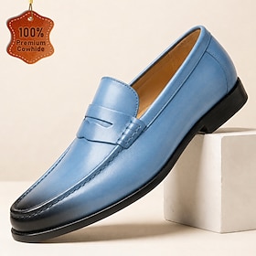 Men's Premium Full-Grain Leather Penny Loafers – Luxury Slip-On Dress Shoes, Old Money Smart Casual Footwear for Business, Resort Dinners and Everyday Elegance